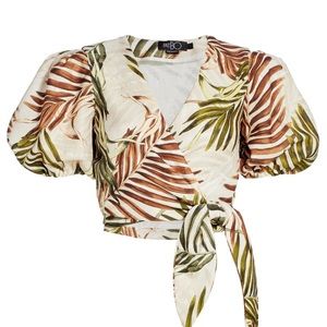PatBO Cropped Palm Wrap Top NWT